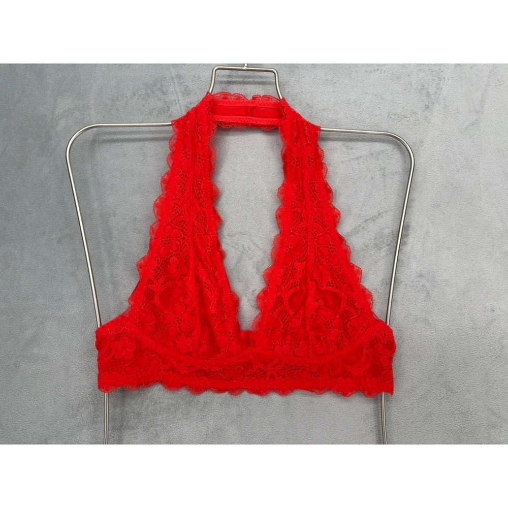 Intimately Free People Bralette Women Small Red Lace Halter Boho Lingerie